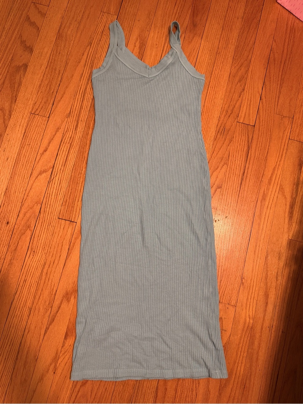 Stateside Light Blue Ribbed V‑Neck Midi Tank Dress